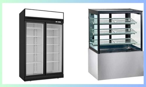 Thermaster Black Upright Double Glass Door Freezer